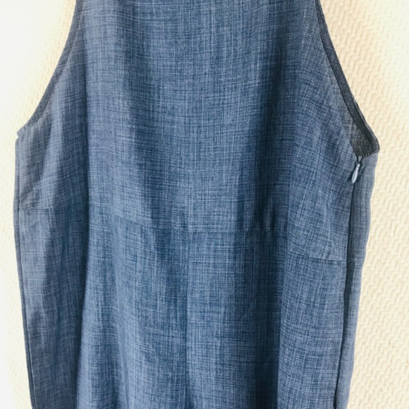 Bibbed overalls one piece jeans chambray denim womens size small wide leg boho - Picture 3 of 4